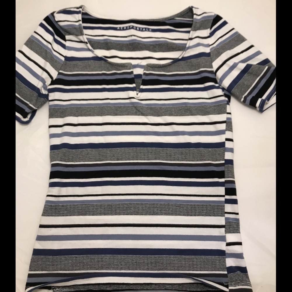 Striped V-Notched Tee